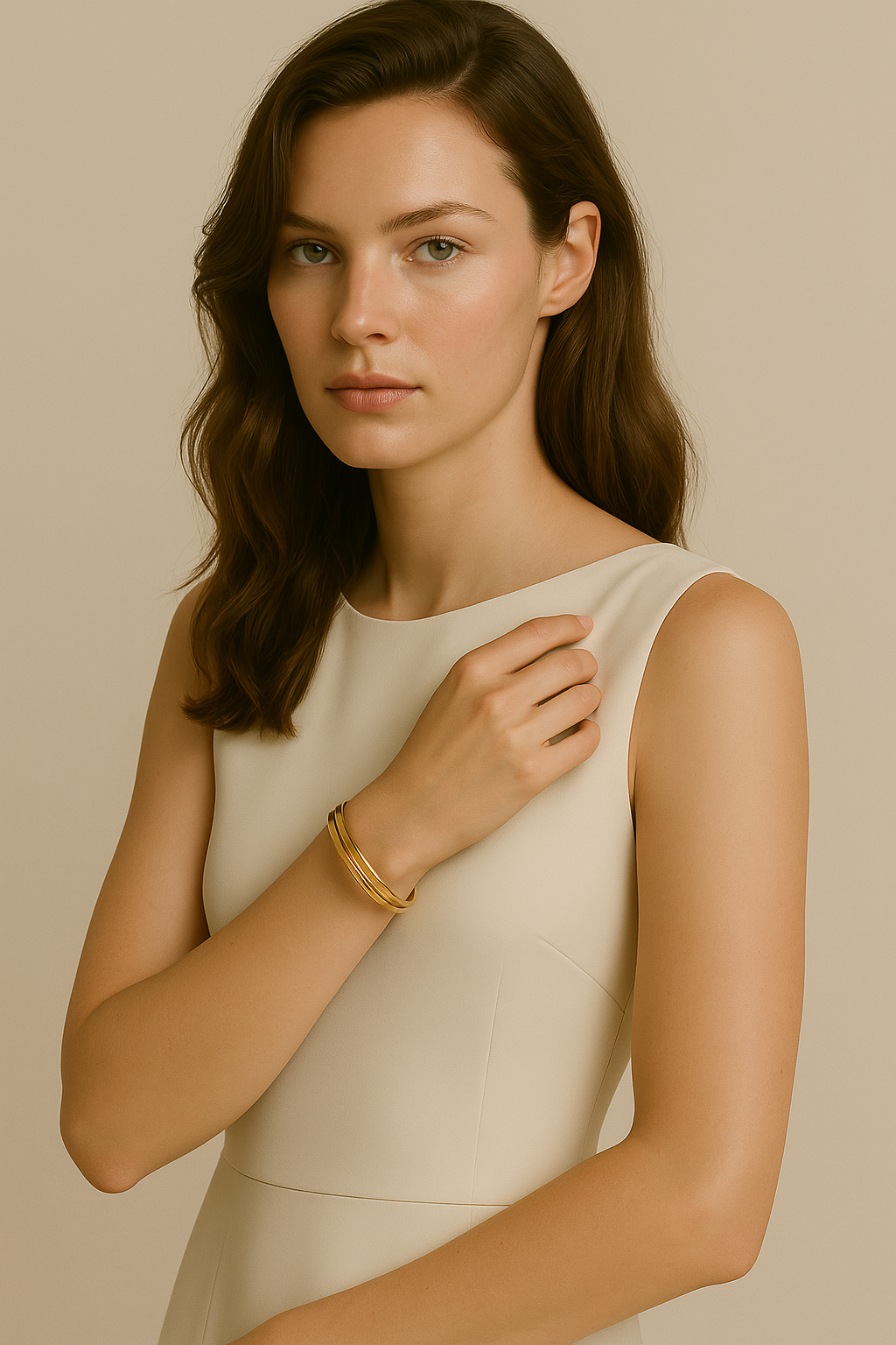 3er-Set glänzende vergoldete Edelstahl-Armreifen für Damen, minimalistischer Schmuck, wasserdicht und langlebig