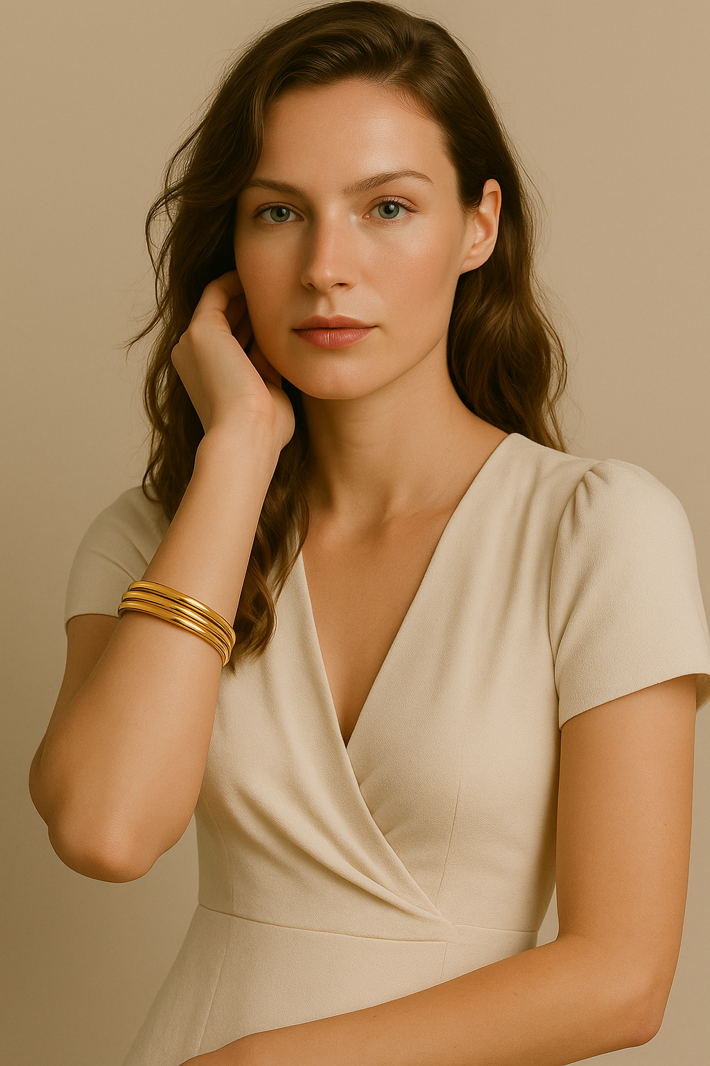 3er-Set glänzende vergoldete Edelstahl-Armreifen für Damen, minimalistischer Schmuck, wasserdicht und langlebig