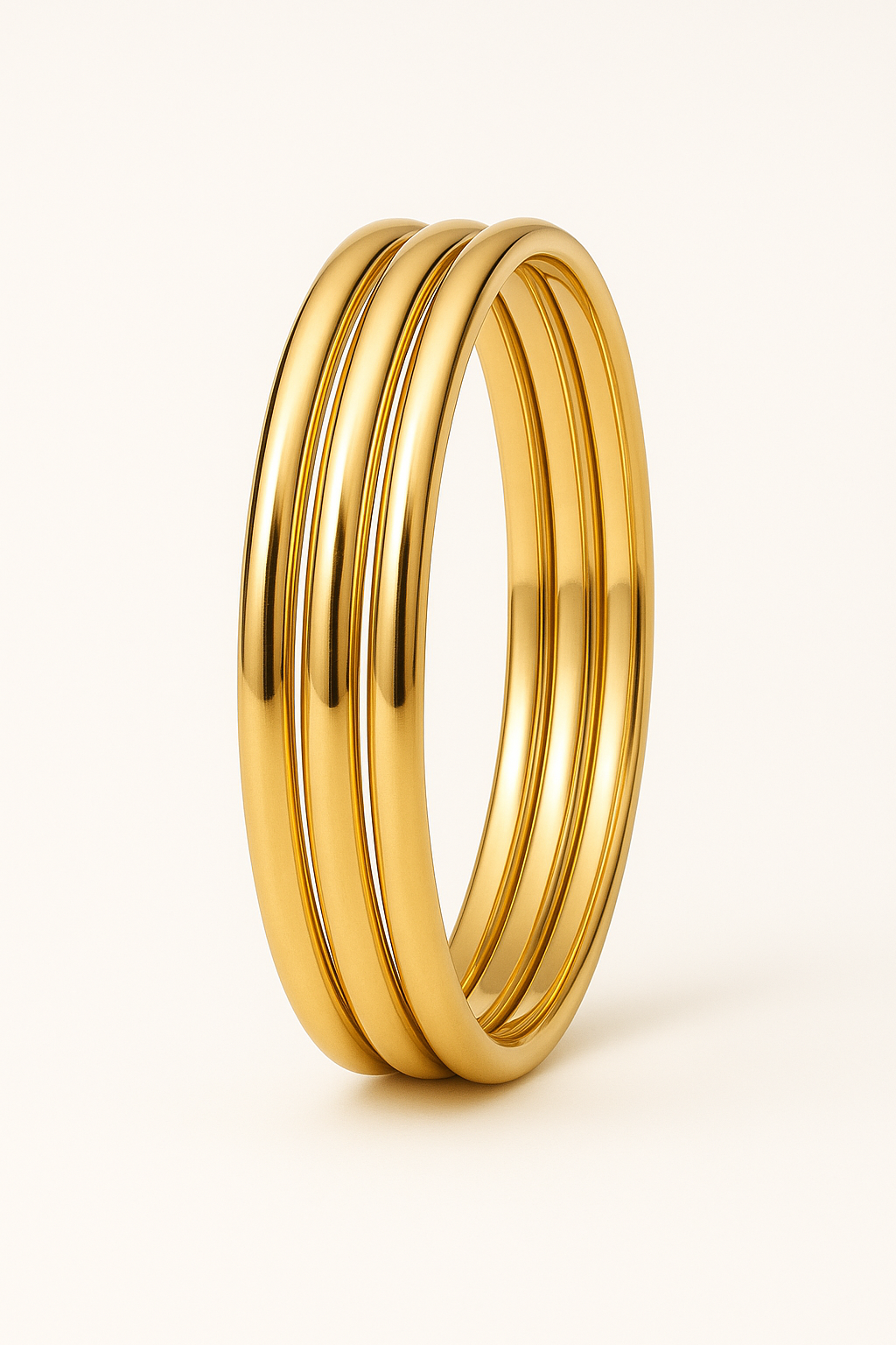 3er-Set glänzende vergoldete Edelstahl-Armreifen für Damen, minimalistischer Schmuck, wasserdicht und langlebig