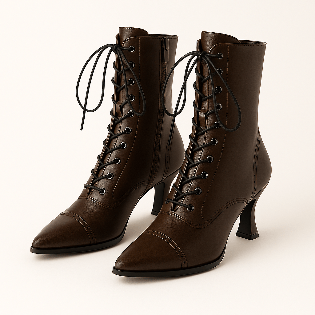 Elegante Stiefel in Lederoptik im Boho - Stil mit praktischer Schnürung - Reminora