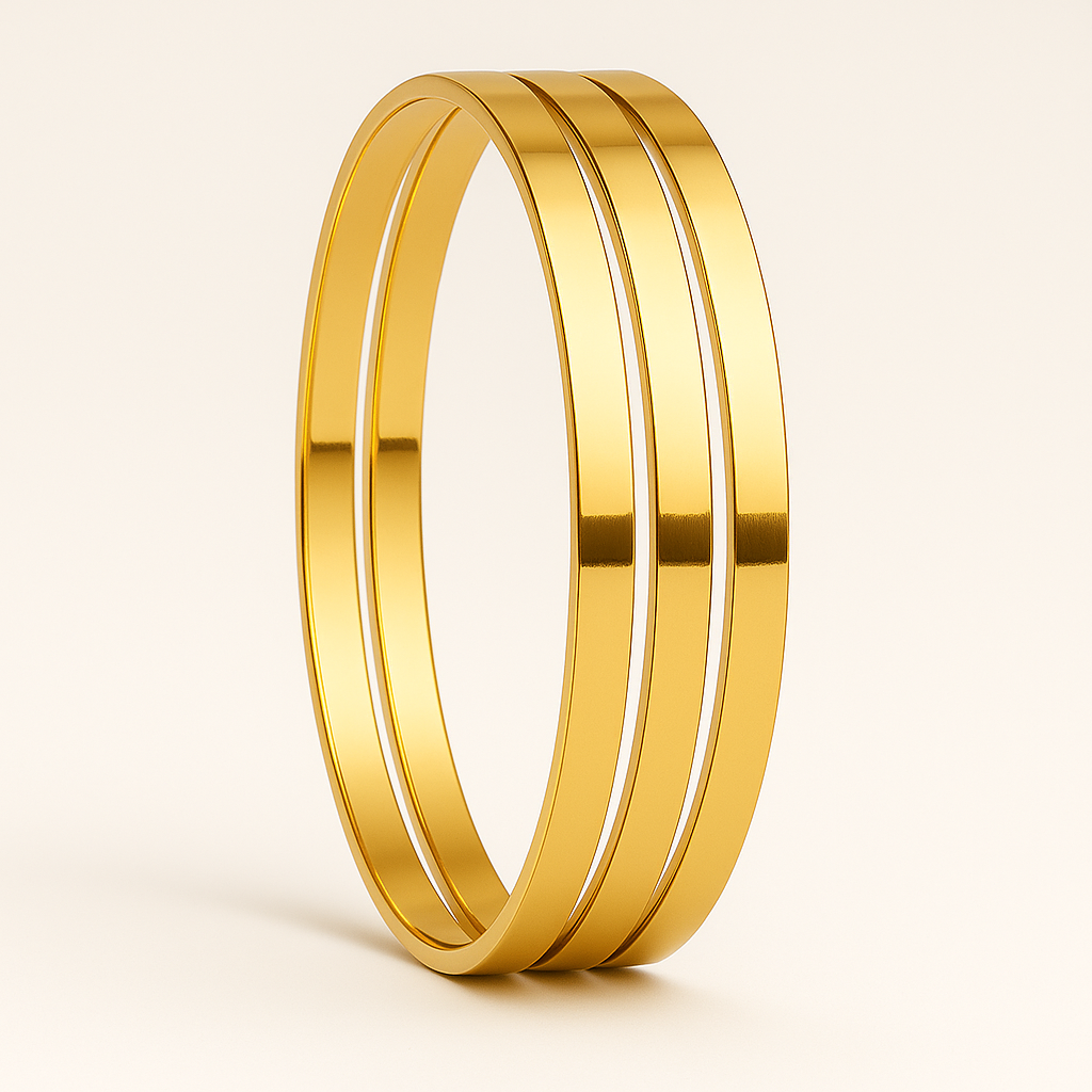 3er-Set glänzende vergoldete Edelstahl-Armreifen für Damen, minimalistischer Schmuck, wasserdicht und langlebig